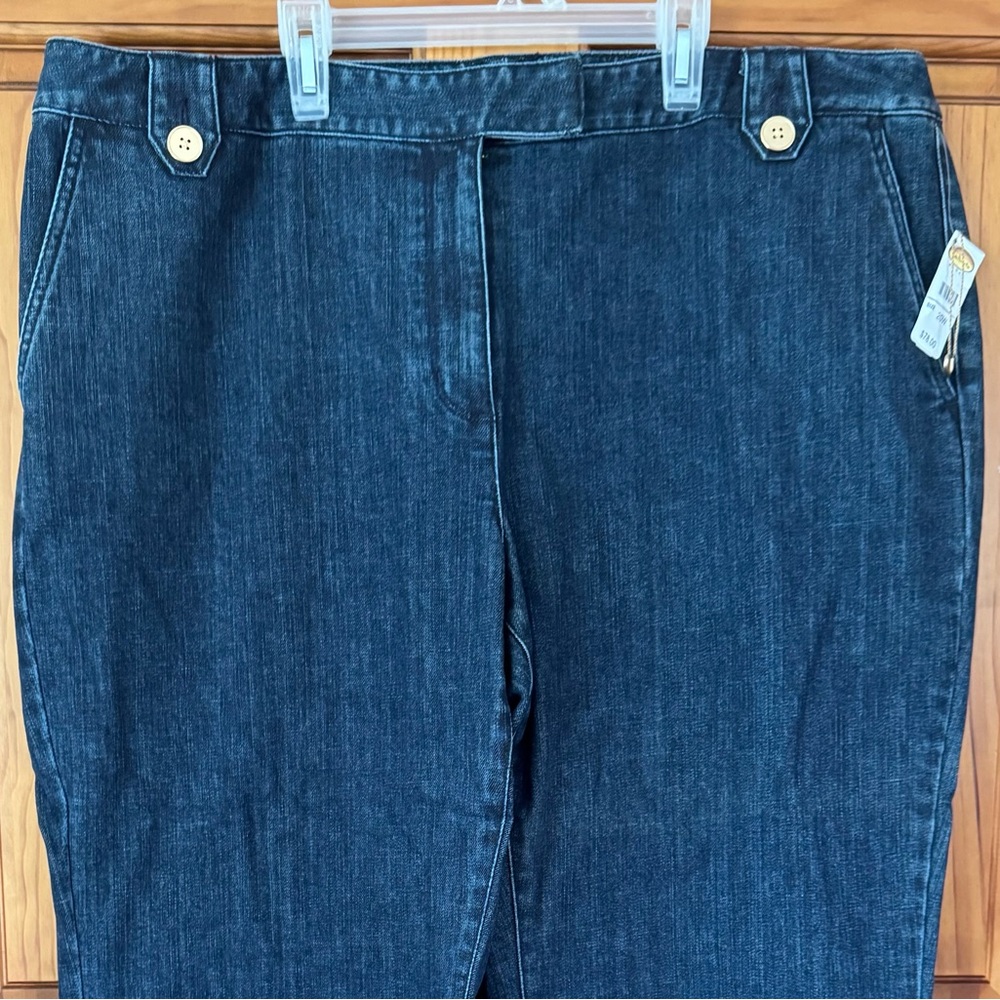 Talbots Indigo Denim Jeans with Gold Button Accents, Size 20W - Picture 2 of 8